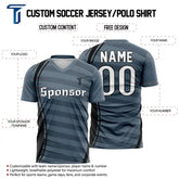 Custom Grey Stripes Team Soccer Jersey